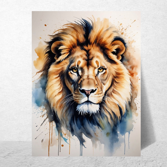 Lion Watercolour A4 Print